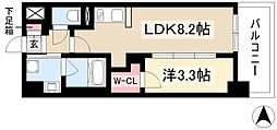 S-RESIDENCE烏森aureate(オリート) 7階1LDKの間取り
