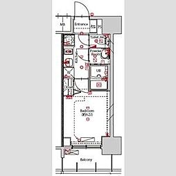 MAXIV東別院 2階1Kの間取り