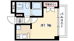 ライブコート丸の内 9階ワンルームの間取り