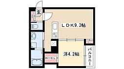 エヴァンコートIII 1階1LDKの間取り