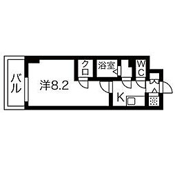 エスリード栄クロスシティ 7階1Kの間取り