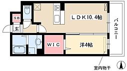 サンライフ黄金 2階1LDKの間取り