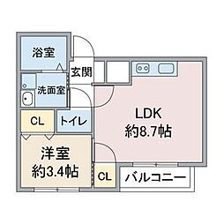 ルブラン大須 1LDKの間取図画像