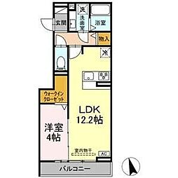 セレスティア長良 イースト 1LDKの間取図画像