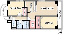 HAPPINESS車道 2LDKの間取図画像