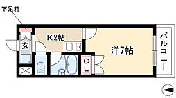 マーベラス新栄 1Kの間取図画像