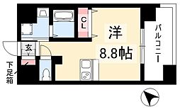 プレサンス名古屋STATIONビジュ ワンルームの間取図画像
