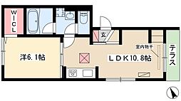 D-room尾頭橋 1LDKの間取図画像
