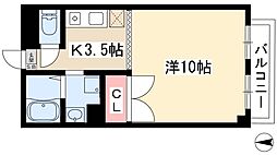 アッサンブラージュ 1Kの間取図画像