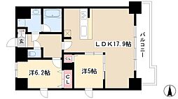 トレヴィ高岳 2LDKの間取図画像