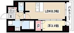 プレサンス栄フロント 1LDKの間取図画像