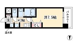 グランカーサ千代田 1Kの間取図画像
