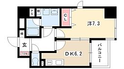稲垣ビル栄ディアコート白川 1DKの間取図画像