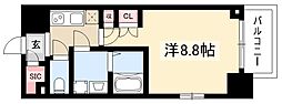 アデグランツ上前津 1Kの間取図画像