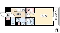 ジュール亀島 1Kの間取図画像