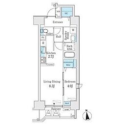 プレイズ浄心 1LDKの間取図画像