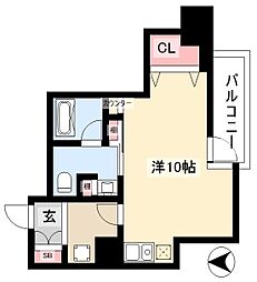 パークアクシス新栄 ワンルームの間取図画像