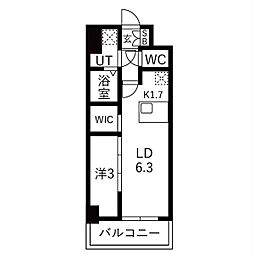 メイクスアート浄心 1LDKの間取図画像