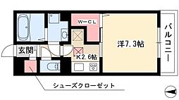 D-room岩塚 1Kの間取図画像