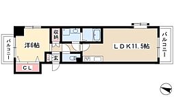 ワイズタワー徳川 1LDKの間取図画像