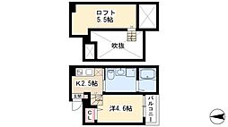 プランドールN 1Kの間取図画像