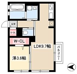 アルカディア1 1LDKの間取図画像