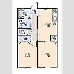 アマービレ 2DKの間取図画像