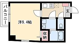 スカイコート葵 1Kの間取図画像