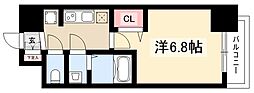 ディアレイシャス名古屋太閤通2 1Kの間取図画像