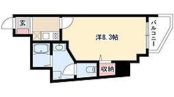 スカイコート葵 1Kの間取図画像