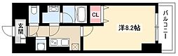 グリーンコート中島 1Kの間取図画像