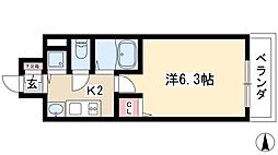 プレサンスSAKAE白川公園 1Kの間取図画像