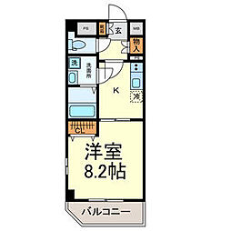 プランドール城見通 1Kの間取図画像