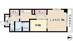 パークサイト泉 1LDKの間取図画像