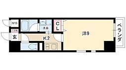 RESIDIA東桜 1Kの間取図画像