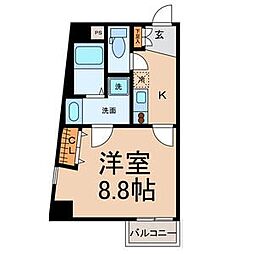 スカイコート葵 1Kの間取図画像