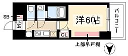 プレリス花の木オルディア 1Kの間取図画像