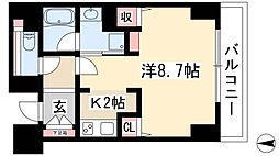CASSIA車道 1Kの間取図画像