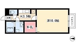 プレステージ中村公園 1Kの間取図画像