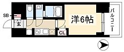 プレサンス葵デュリス 1Kの間取図画像