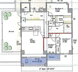 名古屋市東区主税町2丁目マンション 2LDKの間取図画像
