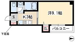 アビタシオン鶴舞 1Kの間取図画像