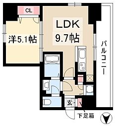 プレサンス金山デュアル 1LDKの間取図画像