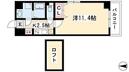 クピットガーデン千代田 1Kの間取図画像