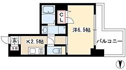プレサンス錦プレミアム 1Kの間取図画像