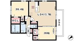 リラッサンテ3 2LDKの間取図画像