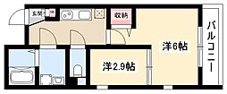 シェルジェ中村日赤 1LDKの間取図画像