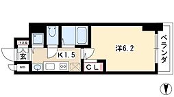 プレサンスSAKAE白川公園2 1Kの間取図画像