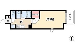 アモンリオブランシュ 1Kの間取図画像