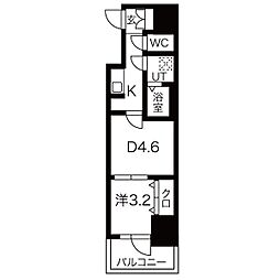 メイクスWアート上前津V 1DKの間取図画像